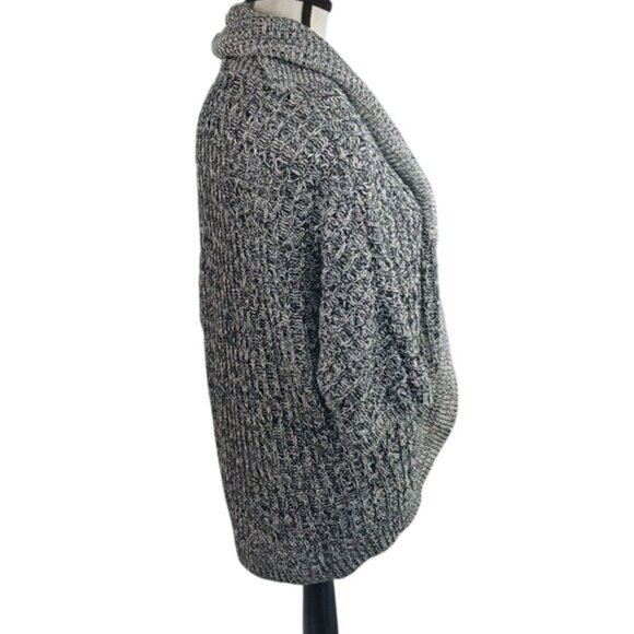 Express Cardigan Sweater Womens Size M Black White Open Front Knit Cocoon - Picture 4 of 7